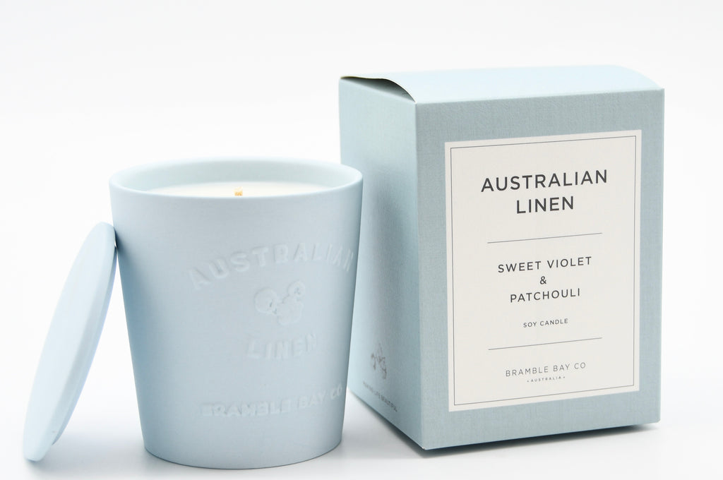 Australian Linen Sweet Violet & Patchouli Candle 300g