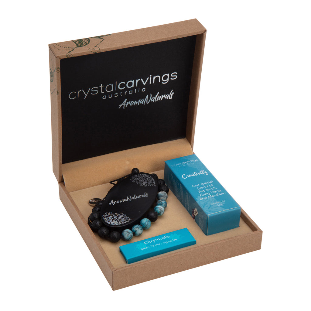 Creativity/Chrysocolla & Lava Stone Bracelet Aroma Set
