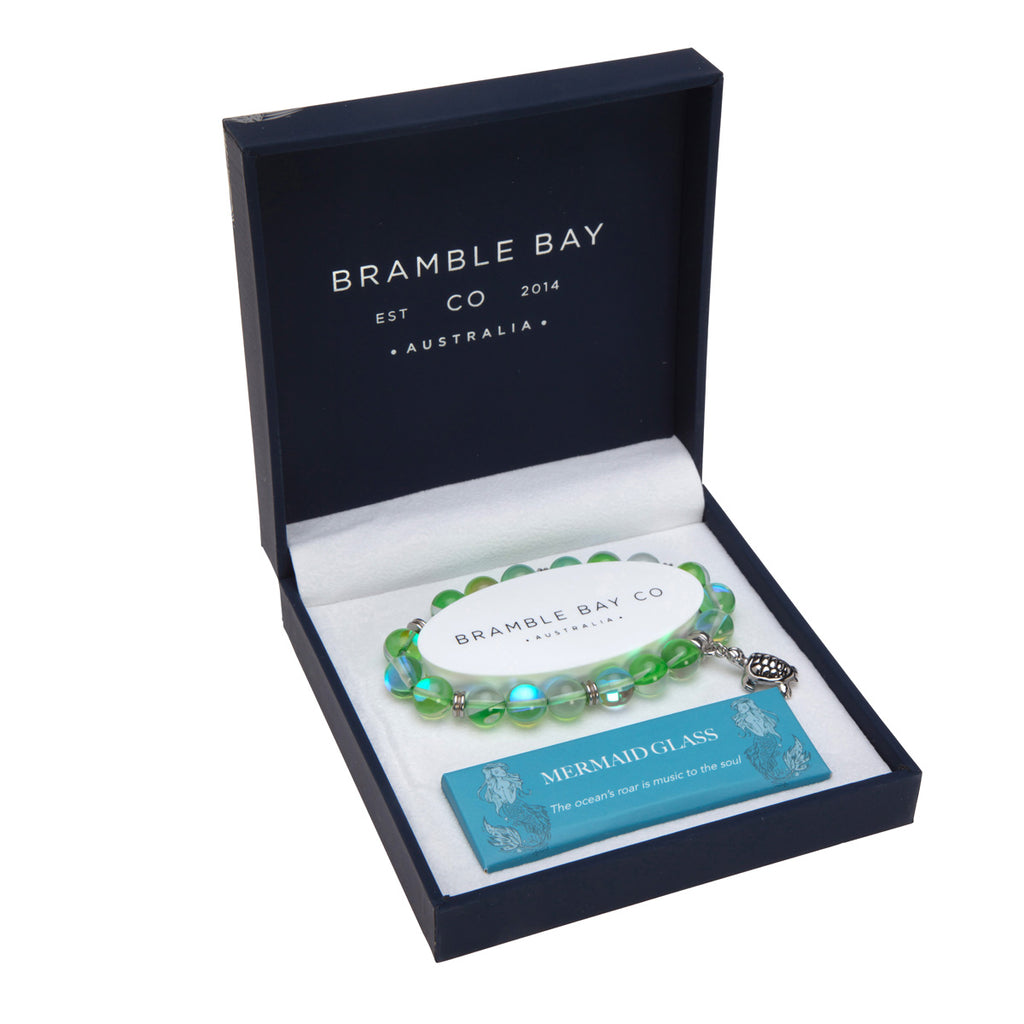 Ocean Turtle Charm Bracelet Mermaid Glass Seafoam