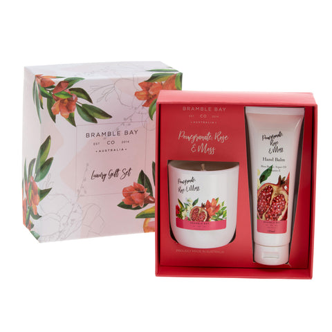 Gift Box Pomegranate, Rose & Moss (Hand Balm and Votive Candle)