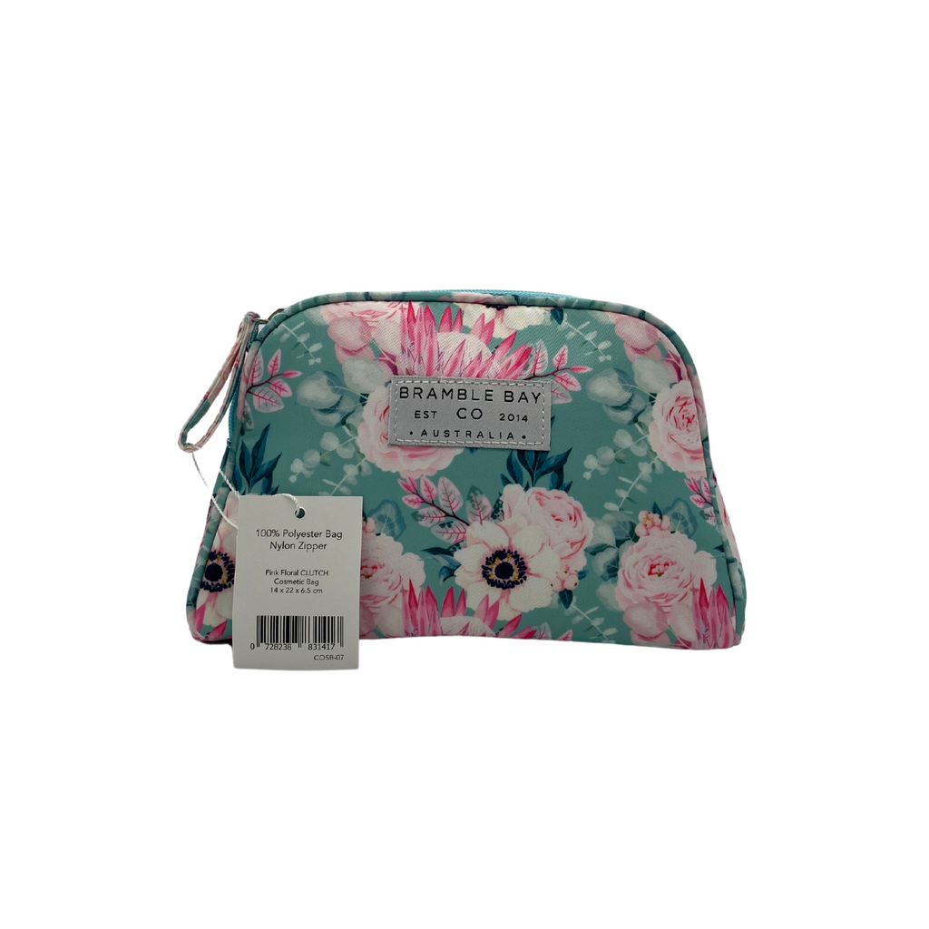 Pink Floral Clutch Cosmetic Bag