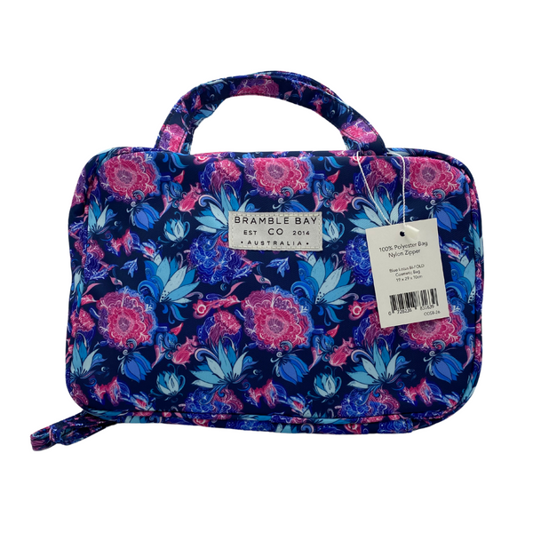 Blue Lotus Bifold Handle Cosmetic Bag