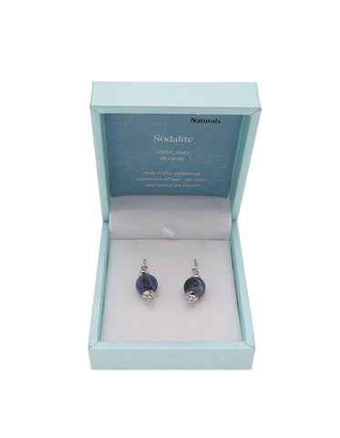 Sodalite Drop Earrings 10mm Bead on Rhodium Plated Silver Hooks