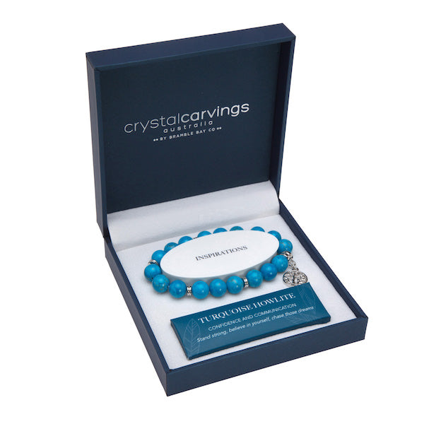Turquoise Howlite Tree of Life Inspiration Boxed Charm Bracelet