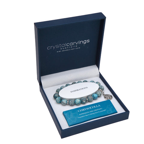 Chrysocolla Tree of Life Inspiration Boxed Charm Bracelet